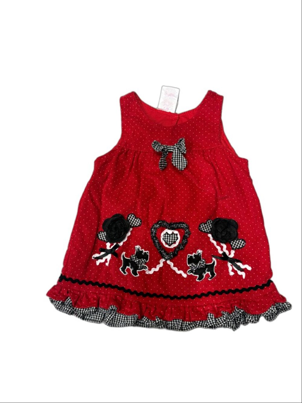 Nannette Toddler Girls Red Corduroy Scottie Dog Dress (18M)